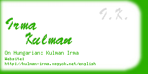 irma kulman business card